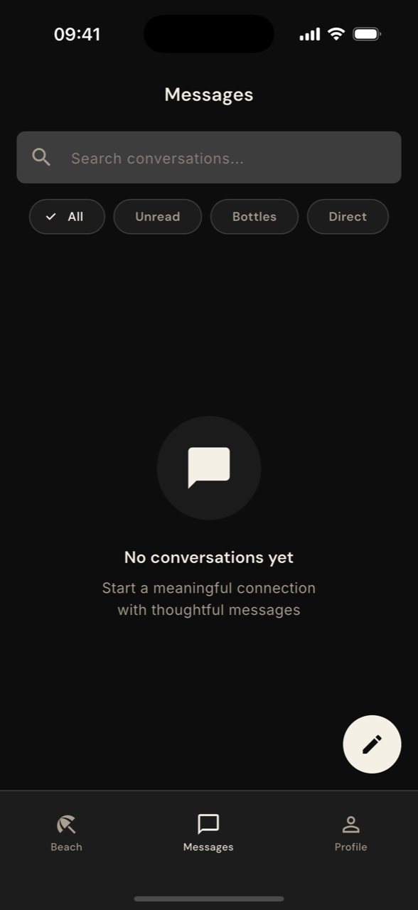 helpME screen: messages with bottle and direct filters